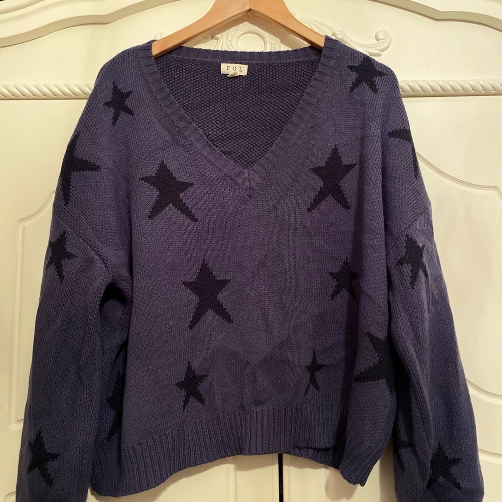 pol navy sweater with black star detail